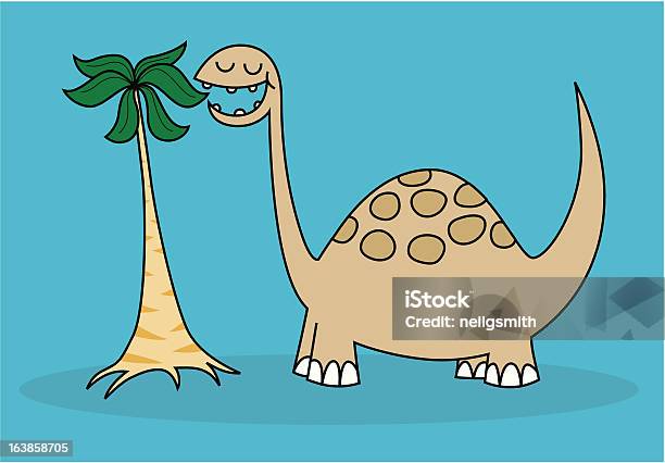 Brontossauro Comer Folhas - Arte vetorial de stock e mais imagens de Animal - Animal, Apatossauro, Banda desenhada - Produto Artístico