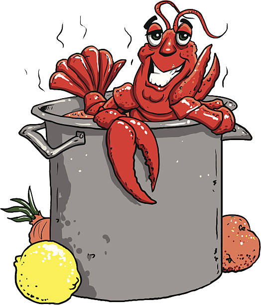 szczęśliwy raków w dużej - crayfish stock illustrations