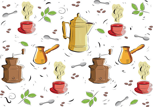 Coffee set vector art illustration