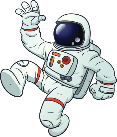Cartoon astronaut floating. Vector illustration with simple gradients. All in a single layer.