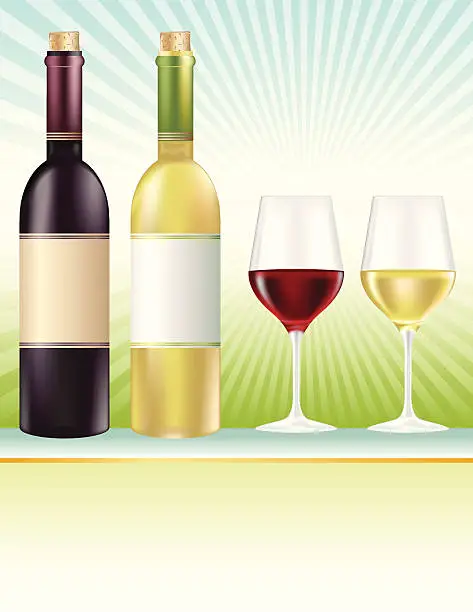 Vector illustration of Red and White Wines