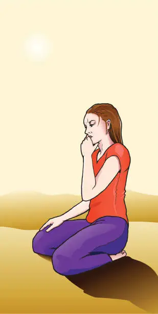 Vector illustration of Thoughtful