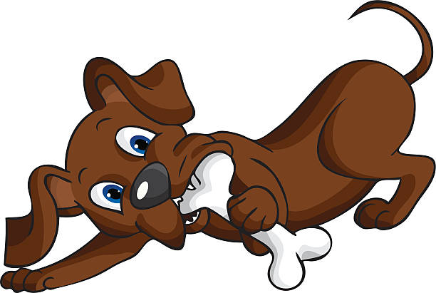 Dog And Bone Stock Illustration - Download Image Now - Biting, Dog, Dog Bone  - iStock