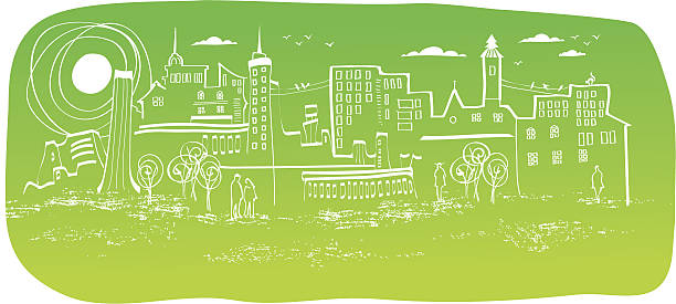 Summer city vector art illustration
