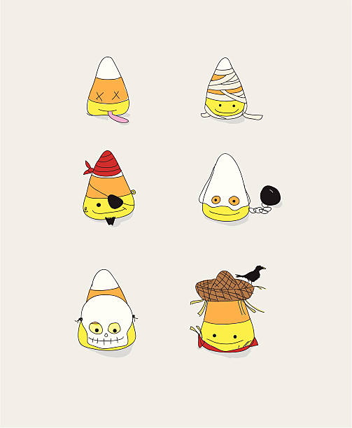 Candy Corn in Costumes vector art illustration