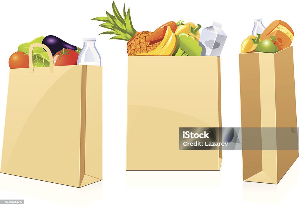 食料品ショッピングバッグ - イラストレーションのロイヤリティフリーベクトルアート