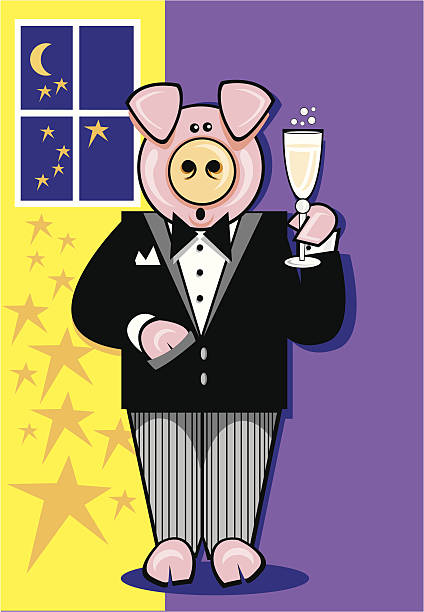 돼지 축하 - ian stock illustrations