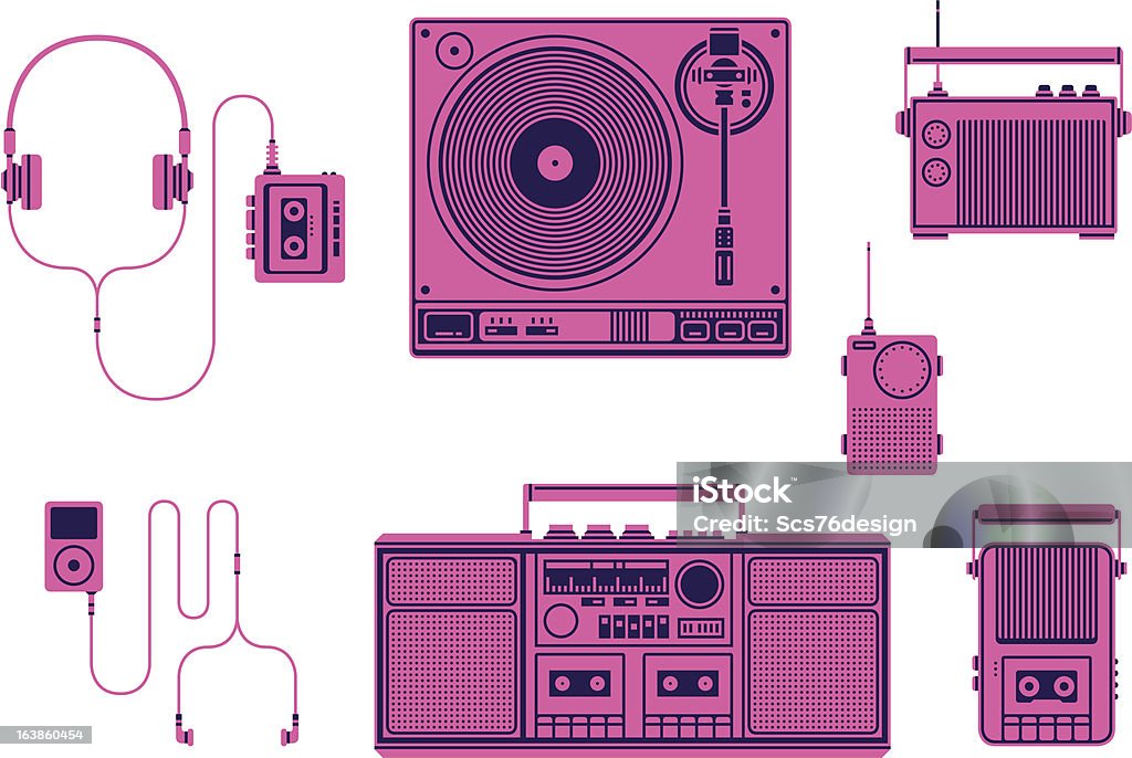 Audio Set Illustration of a selection of home/portable audio devices Personal Stereo stock vector