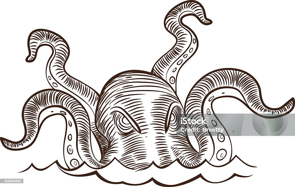 Pieuvre géante - clipart vectoriel de Kraken libre de droits