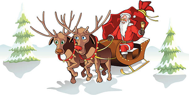 Santa Claus sled vector art illustration