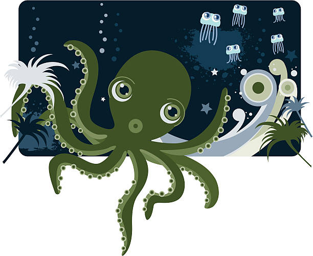 Méduse et le poulpe à la mer - Illustration vectorielle