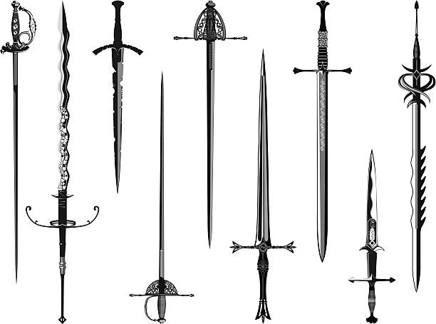 Silhouette collection of swords Simplified copy of my collection of swords Sword stock illustrations