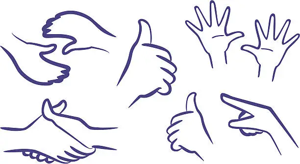 Vector illustration of Outline Symbols (Hands)