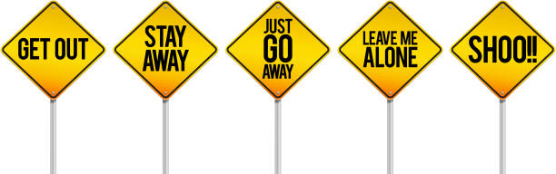 Vector warning signs to keep distance. EPS 10 file with transparencies.