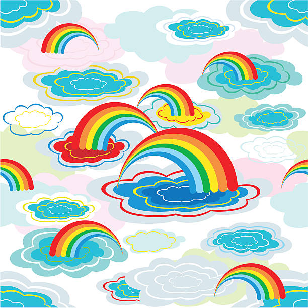 Rainbow in the sky vector art illustration