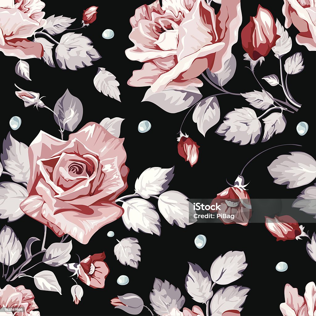 Elegance Seamless wallpaper pattern with of pink roses "Elegance Seamless wallpaper pattern with of pink roses on black background, floral vector illustration" Abstract stock vector