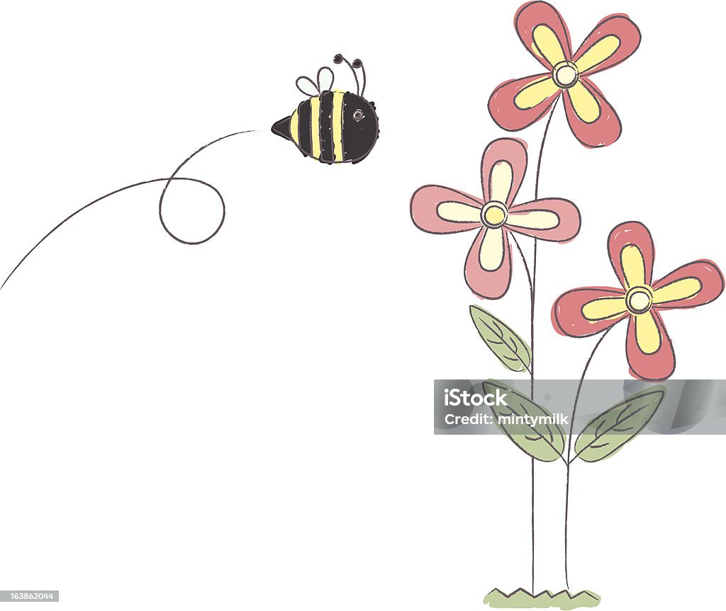 Bumble Bee and Flowers Vector illustration: Bumble Bee flying towards flowers Animal stock vector