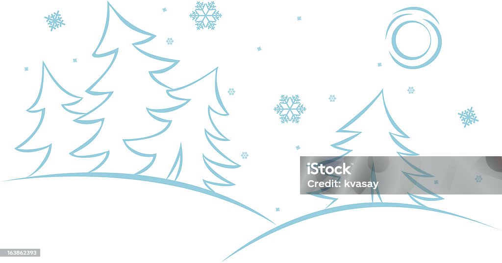 Forêt d'hiver - clipart vectoriel de Flocon de neige - Neige libre de droits