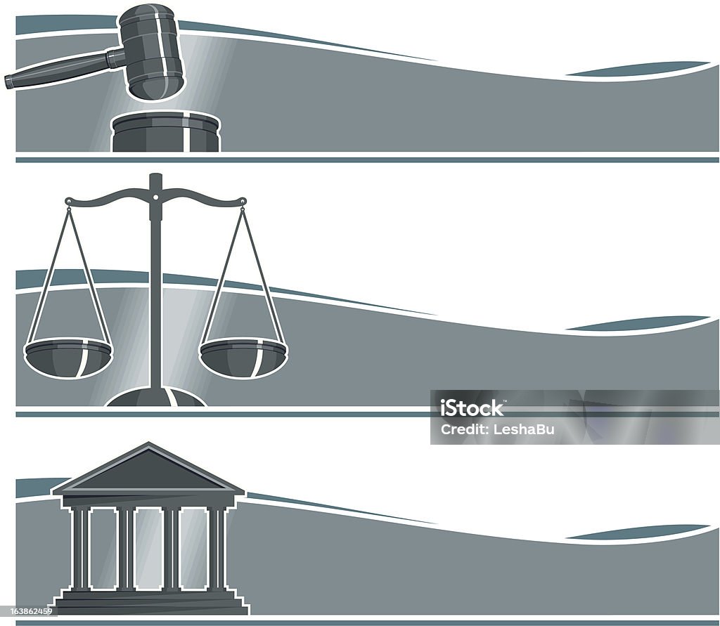 Set di banner di avvocato - arte vettoriale royalty-free di Bilancia della Giustizia