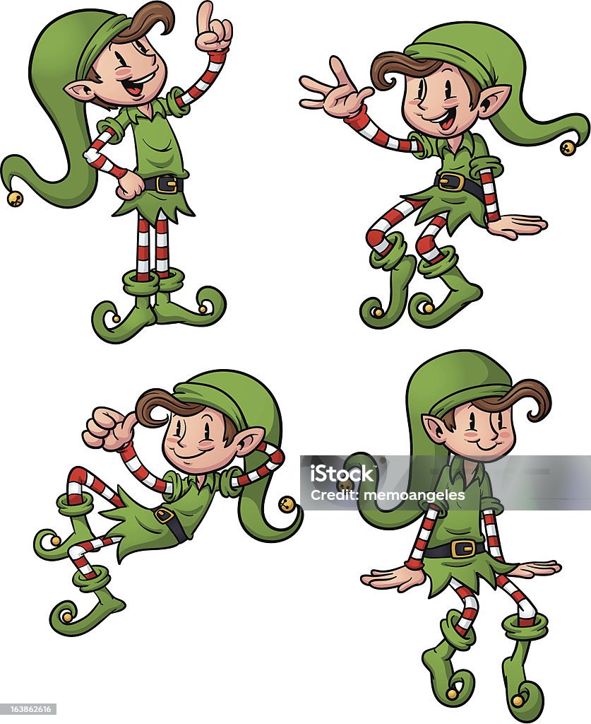 Joyeux Noël d'elves - clipart vectoriel de Elfe libre de droits