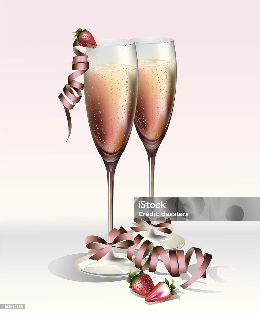 champagne e fragole - arte vettoriale royalty-free di Alchol