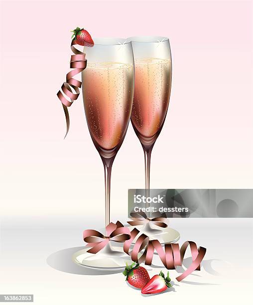 Champagne E Fragole - Immagini vettoriali stock e altre immagini di Alchol - Alchol, Amore, Bibita
