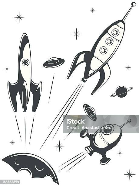 Spaceship Racing Stock Illustration - Download Image Now - Outer Space, Black Color, Competition