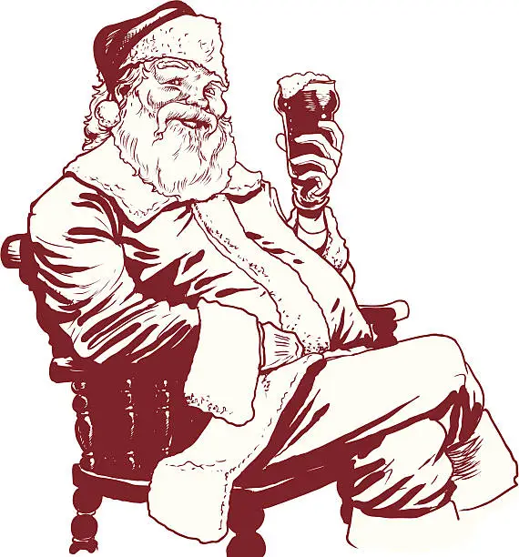 Vector illustration of Santa Holding Beer