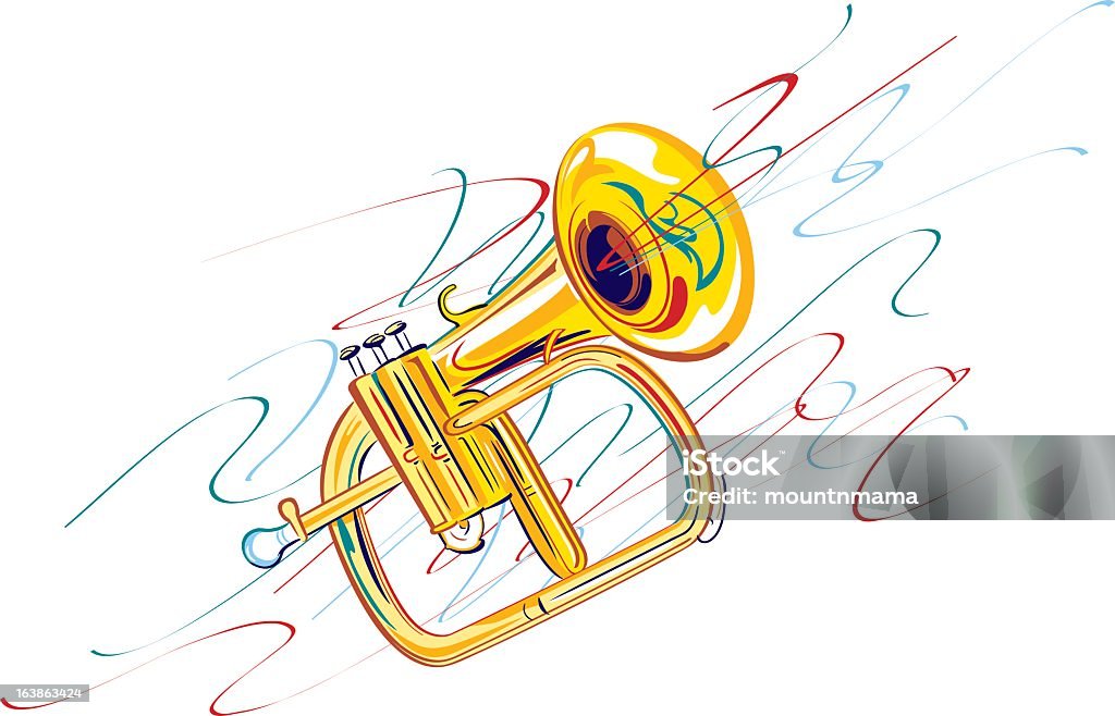 Trąbka Mosiądz - Grafika wektorowa royalty-free (Brass Band)