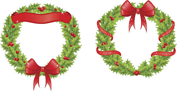 Vector christmas wreaths vector art illustration