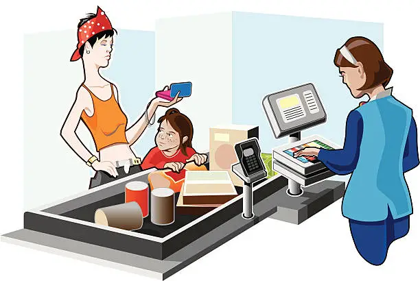 Vector illustration of Shopping at the supermarket