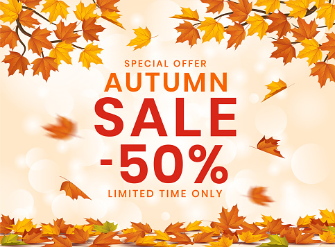 Autumn background and text Autumn Sale.