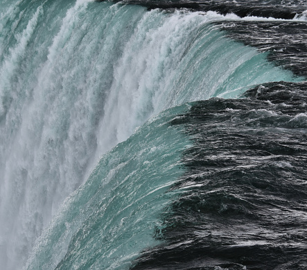 L’eau coulant au sommet des chutes du Niagara, dans l’Ontario, au Canada