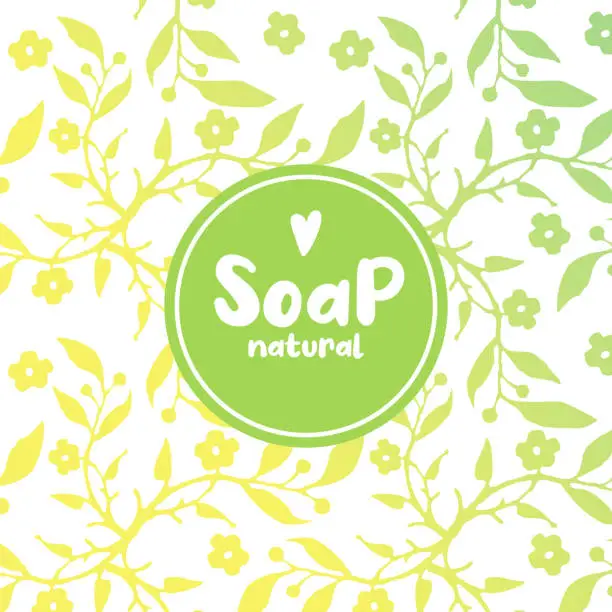 Vector illustration of Floral design, decorative template, beauty cosmetic template, green, yellow tones