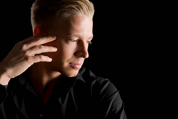 istock Low key portrait of handsome man looking aside. 163869643