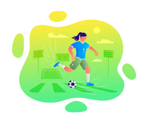Vector illustration of Female soccer, Bubble Frame