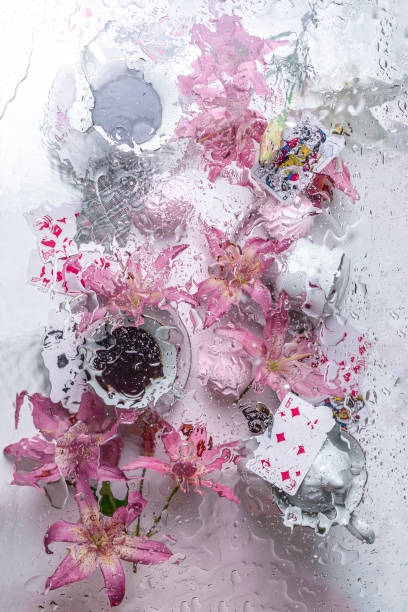 Mad tea party under rain. Soft focus for mysterious story.