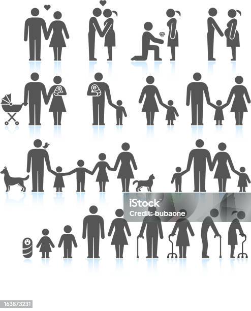 Männer Und Frauen Familie Schwarzweißen Iconset Stock Vektor Art und mehr Bilder von Icon