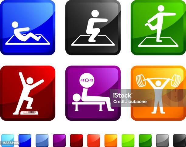 Körperliche Fitness Lizenzfreie Vektor Icon Set Aufkleber Stock Vektor Art und mehr Bilder von Aerobic