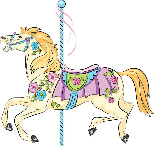 Vector illustration of Sketchy Carousel Horse