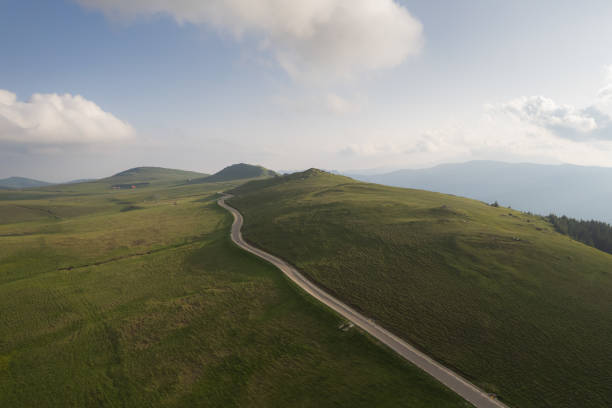 istock Aerial view above Transbucegi mountain road 1638739587