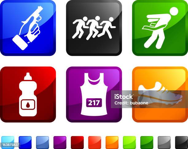 Marathon Race Royalty Free Vector Icon Set Stickers Stock Illustration - Download Image Now