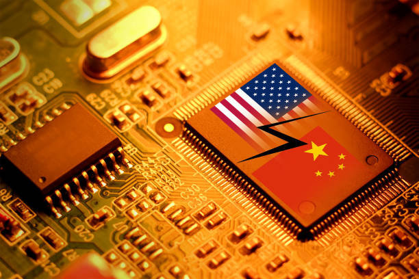 istock US sanctions on the production of Chinese microchips. Prohibition of Chinese microelectronics and communication systems. 1638769335