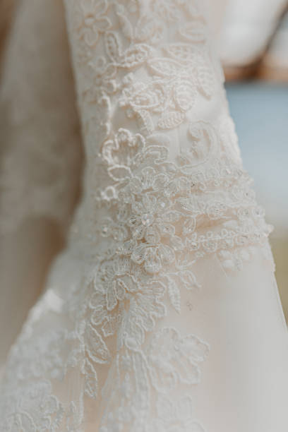 istock Vintage wedding dress with lace and beaded work 1638776381