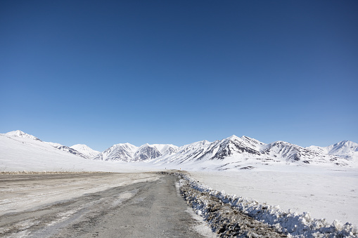James Dalton Highway with beautiful clear mountain range in Alaska in Fairbanks, Alaska, United States