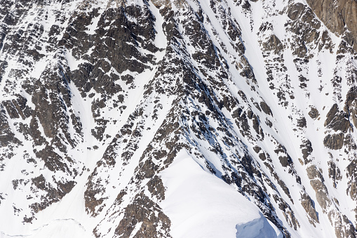 Mountain view from airplane over Mountain Denali in Denali Park, Alaska, United States