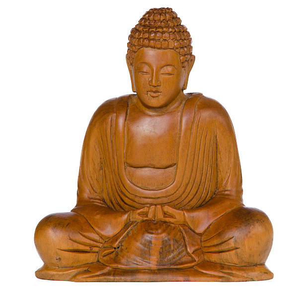 istock Carved Wooden Buddha on white background. 163878547