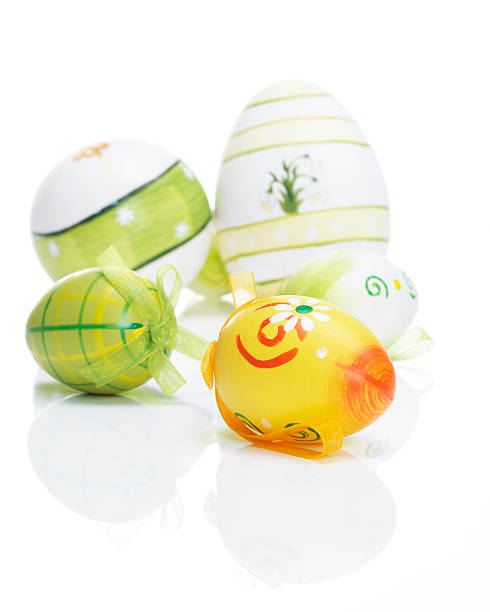 Beautiful Easter Eggs with reflections stock photo