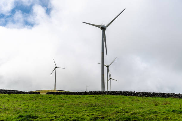 istock Wind farm with high wind turbines for generation electricity 1638793927