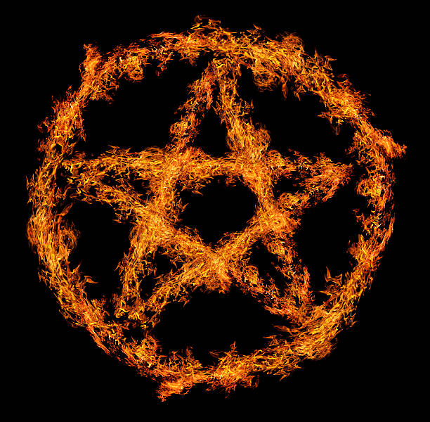 istock orange flame pentagram isolated on black 163881288